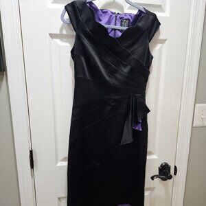 Jax Black Satin Cocktail Dress with Bow Detail Size 6